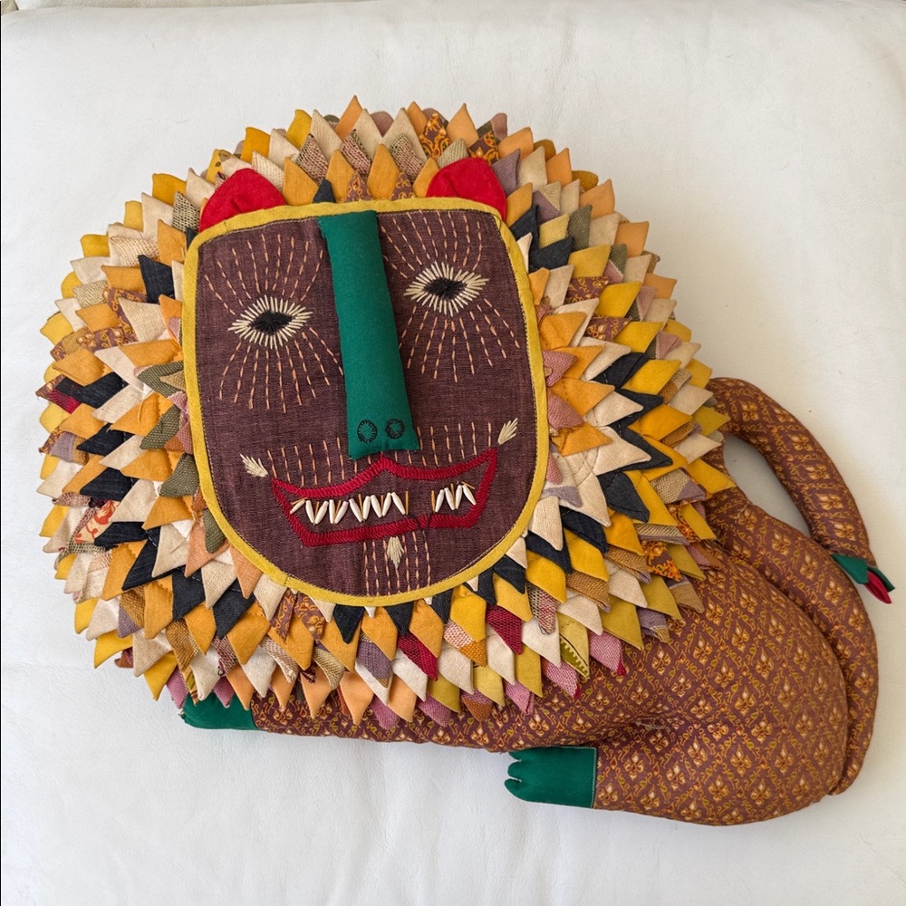 Mid Century. Psychedelic. Folk Art. Lion Pillow